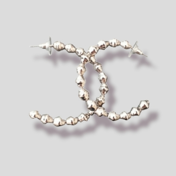 Silver ball hoops - Picture 1 of 3